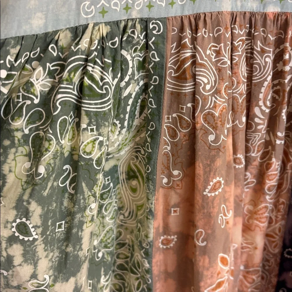 Boho Patchwork Maxi Dress in Rust & Sage Green - Picture 4 of 6
